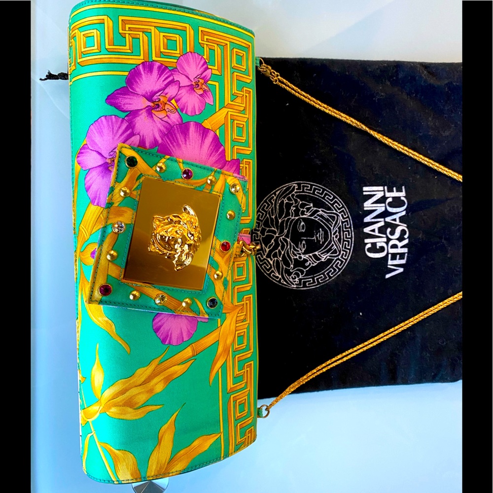 Gianni Versace Jlo silk print clutch bag